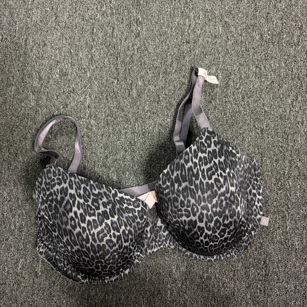 Victoria's Secret Lightly Lined Demi Leopard Grey Black Bra Women's 38 DD NWT